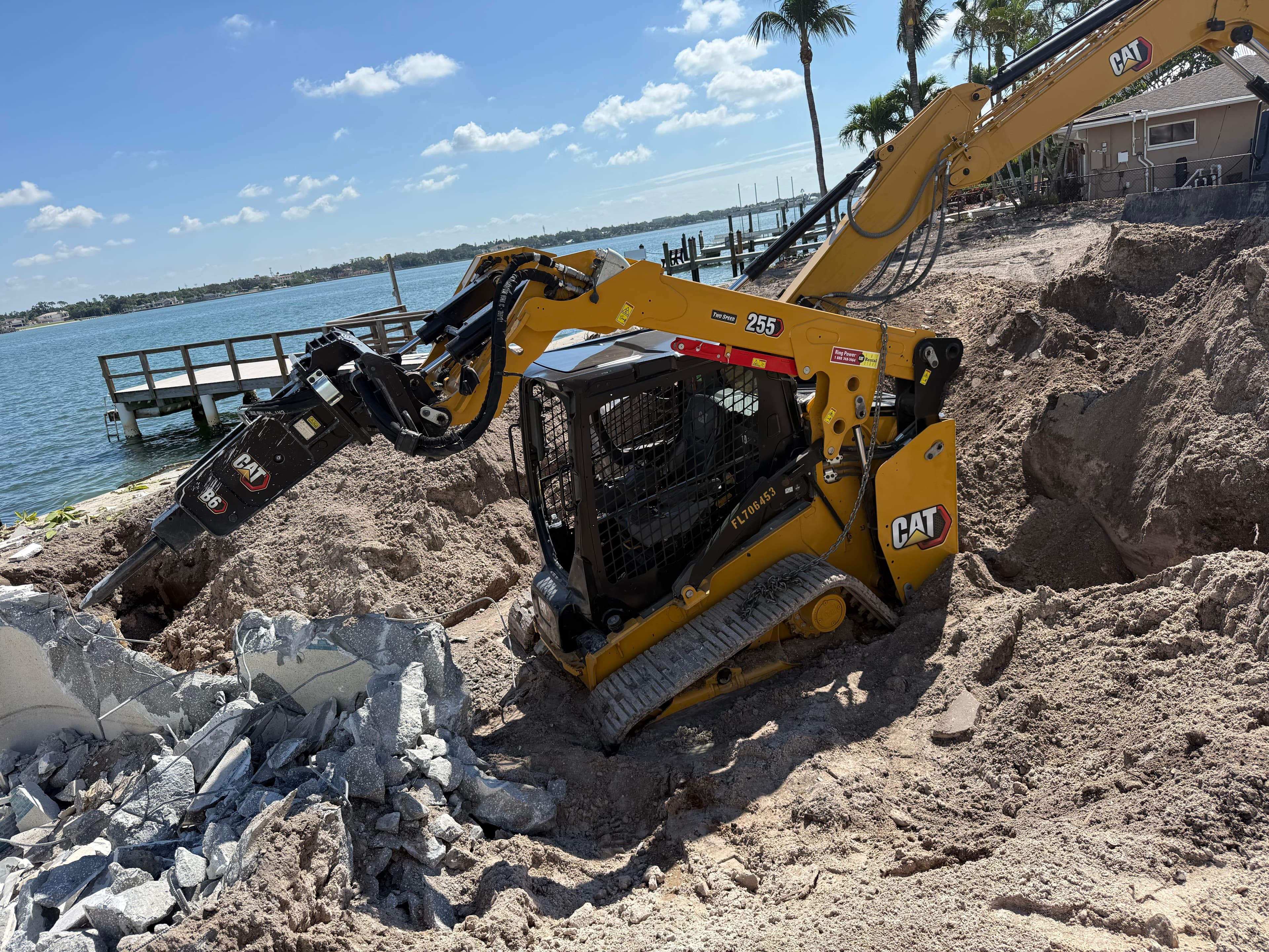 Concrete removal during a waterfront demolition in Pinellas County