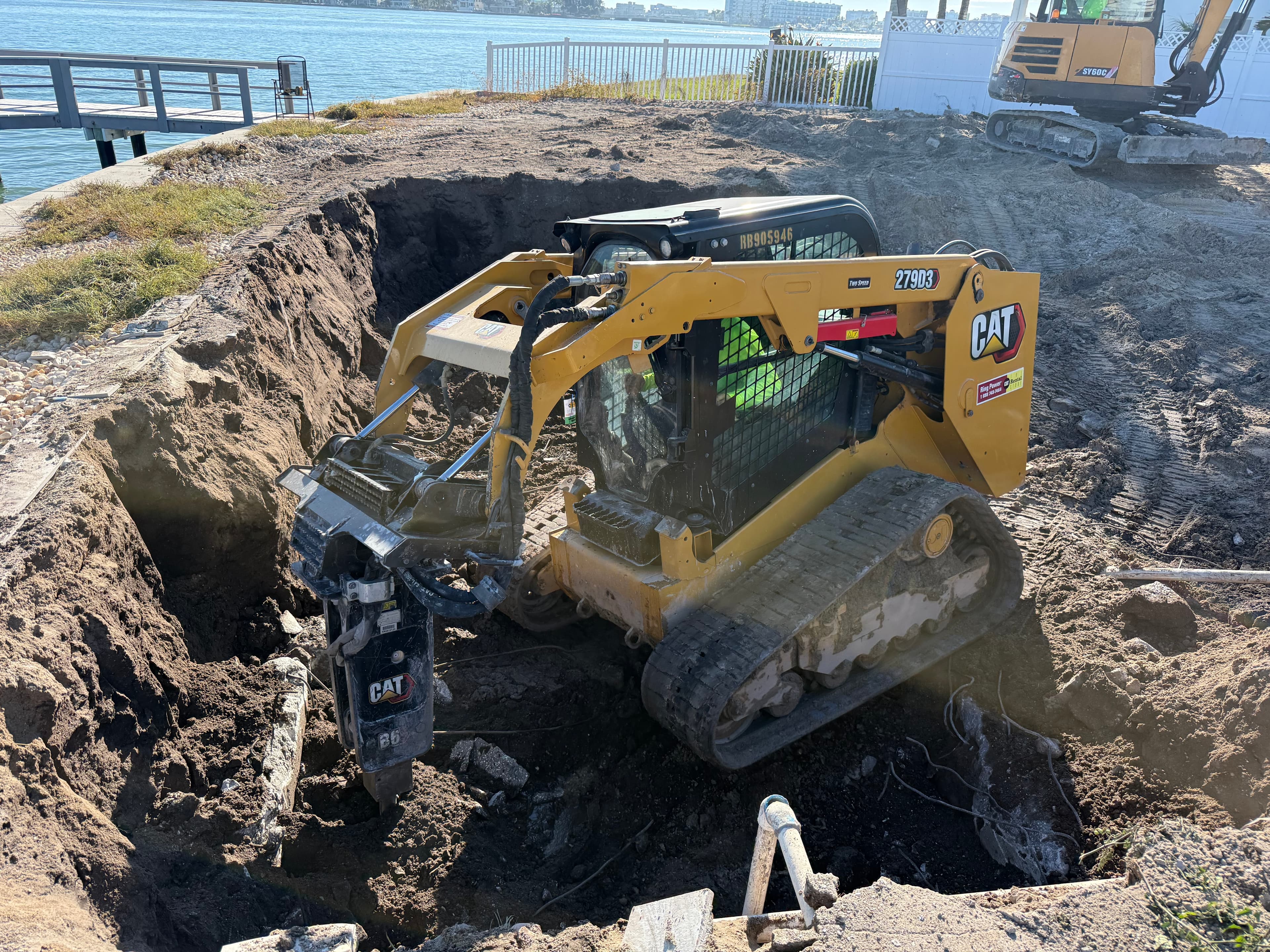 Pool demolition and excavation at a Tampa Bay waterfront property