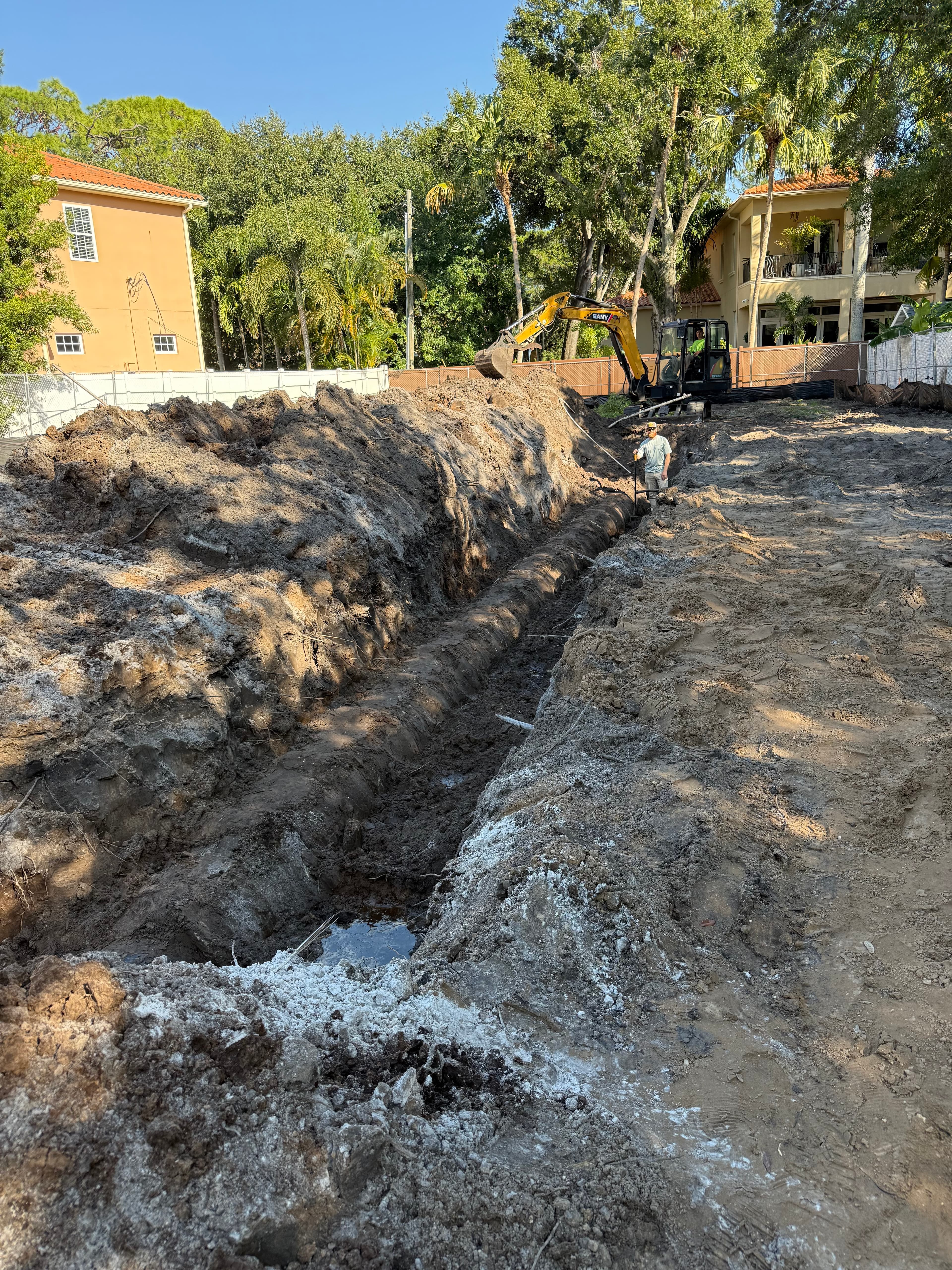 Underground utility trenching contractor project in Tampa Bay